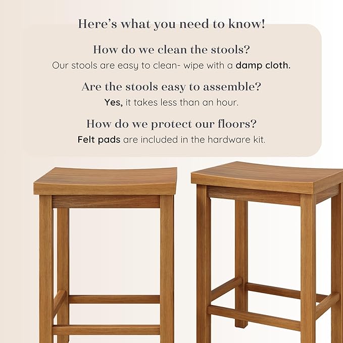 Grain & Grove Smith Collection Solid Wood Counter Height Bar Stool, 24-Inch - Image 6