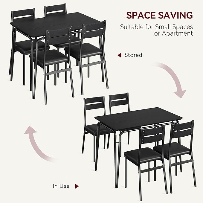 Dining Table for 4, Small Table and Chairs Set of 4, Square Dinette Set for 4 - Image 6