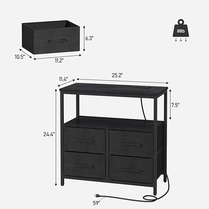 TUTOTAK Large Night Stand with Charging Station, Nightstand with USB and Type-C - Image 3