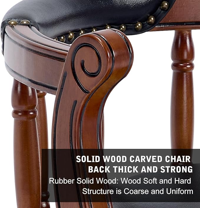 Cow top Leather Wooden Bar Stools, 360 Degree Swivel Bar Height Chair - Image 5