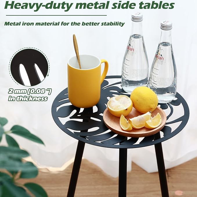2 Packs Metal Outdoor Side Tables Small Outside End Table - Image 4