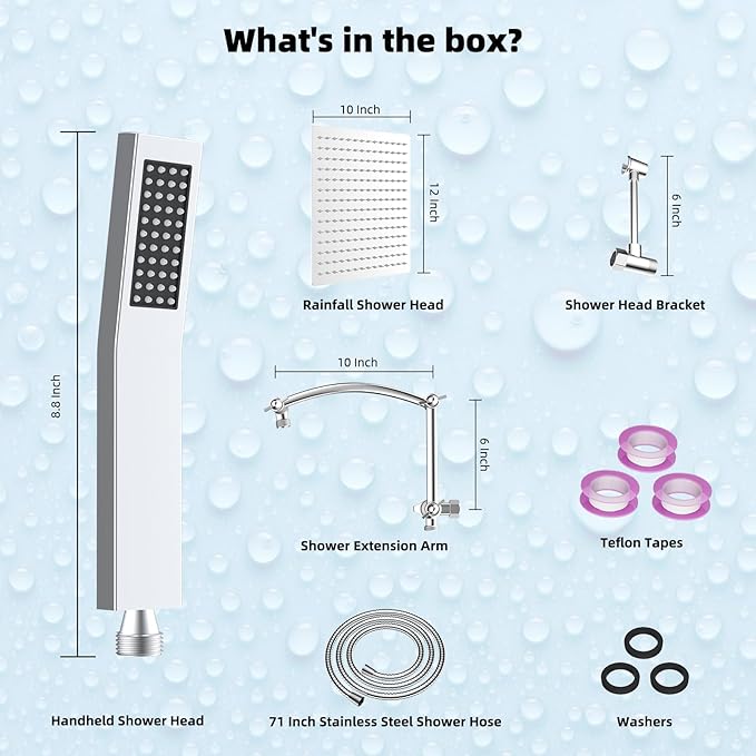 Hibbent All Metal 12'' Rainfall Shower Head, Dual Shower Head Combo, High - Image 7