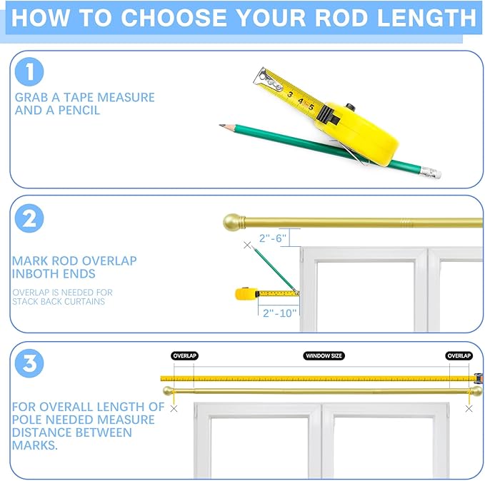 Curtain Rods for Windows 16 to 150 Inches, Curtain Rod Max Adjustable Length of - Image 5