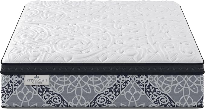 Kingsdown Firm Euro Pillow Top Hybrid Twin Mattress Cooling Gel Memory Foam - Image 3