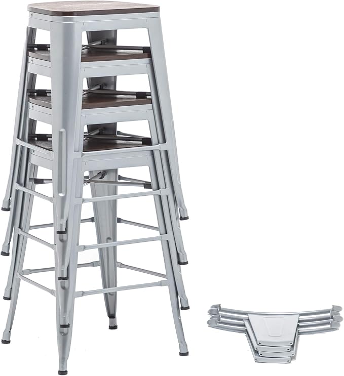 Yongqiang 26 inch Bar Stools Set of 4 Kitchen Counter Height Bar Chairs High - Image 8