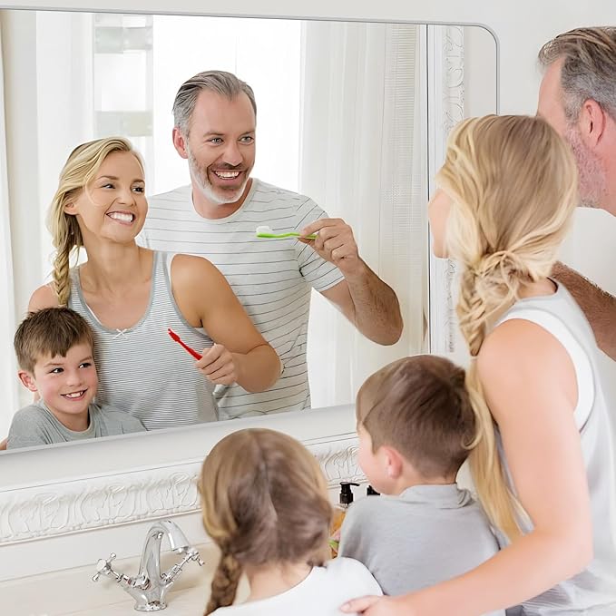 48x36 Inch Silver Bathroom Mirror, Large Rectangular Vanity Mirror, Metal - Image 7