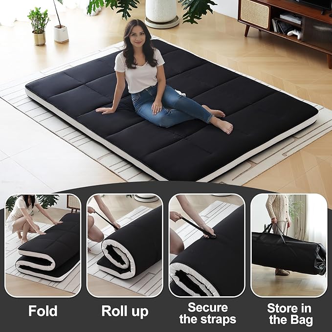 Tiita Memory Foam Mattress Topper Twin Size, Portable Roll Up Travel Car - Image 2