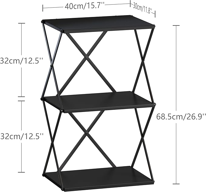 3-Tier End Table Set of 2 Small Side Table Tall Bedside Night Stand - Image 3