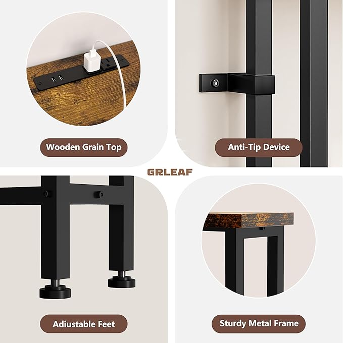 GRLEAF 78" Sofa Table with Built-in Power Strip – 4.9ft Power Cord, Metal Frame - Image 5