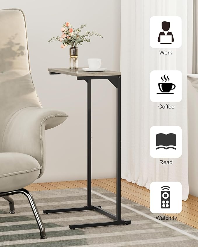TUTOTAK C Shaped End Table, Small Side Table, 28.7 inch Tall Couch Table - Image 5