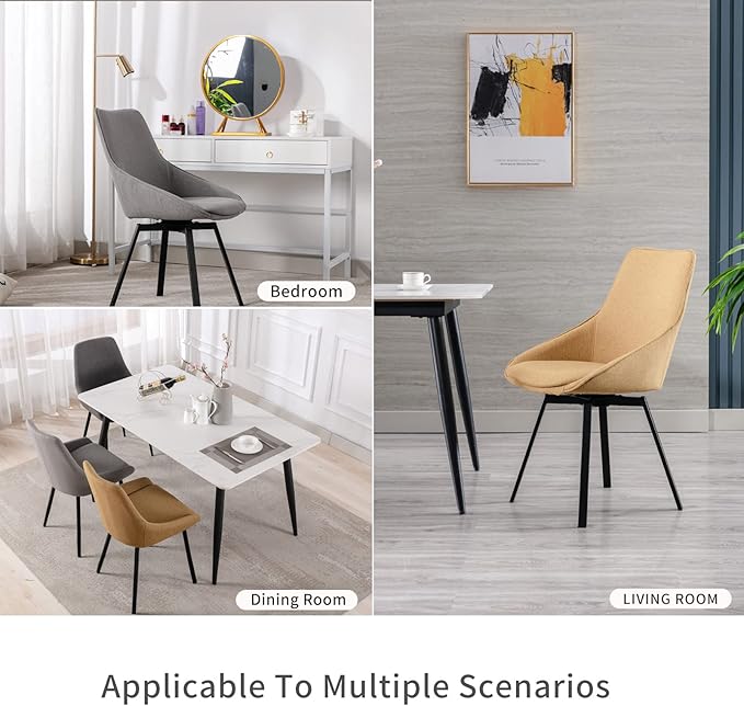 Dining Chairs Set of 2 Light Grey Living Room Chairs Fabric Upholstered Kitchen - Image 6