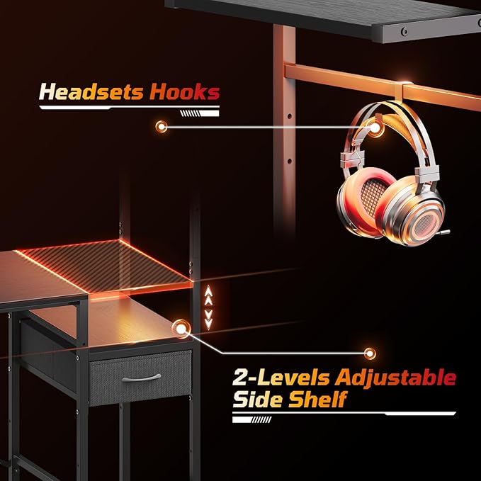 Bestier Gaming Desk with LED Lights, 44 Inch Reversible Computer Desk with - Image 8
