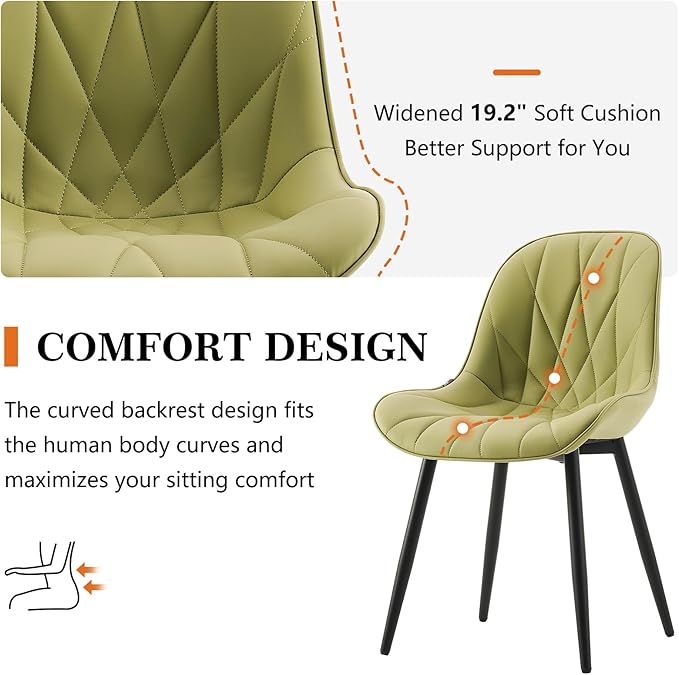 Rowill Modern Dining Chairs Set of 2 Upholstered Faux Leather Kitchen Chairs - Image 3