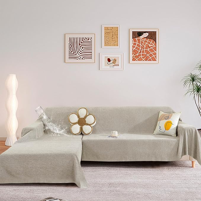 STACYPIK Waterproof Non-Slip Beige Couch Cover - Image 7
