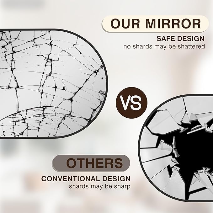FICTOR Bathroom Vanity Mirror for Wall, 32”x30” Arched Metal Framed Bathroom - Image 6