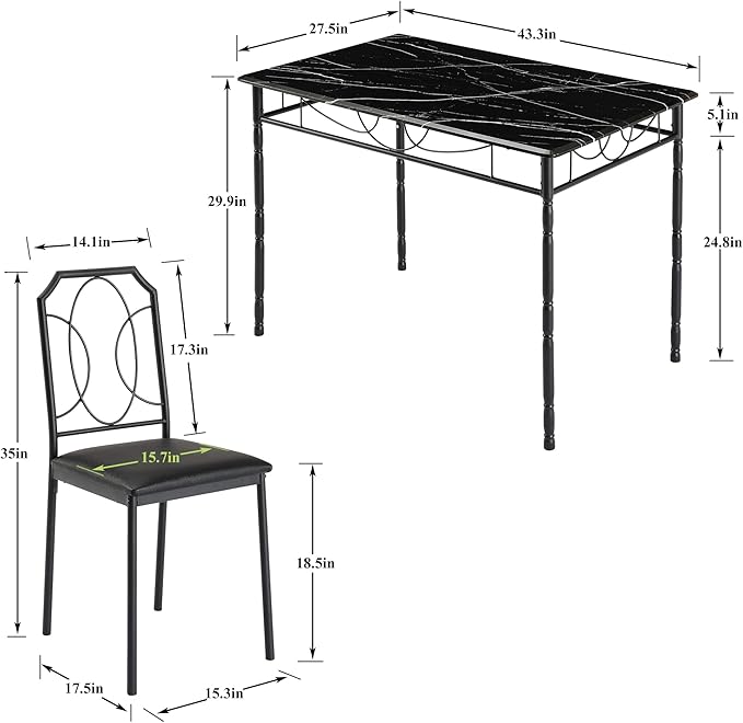VECELO 5 Piece Dining Table Set - Image 2