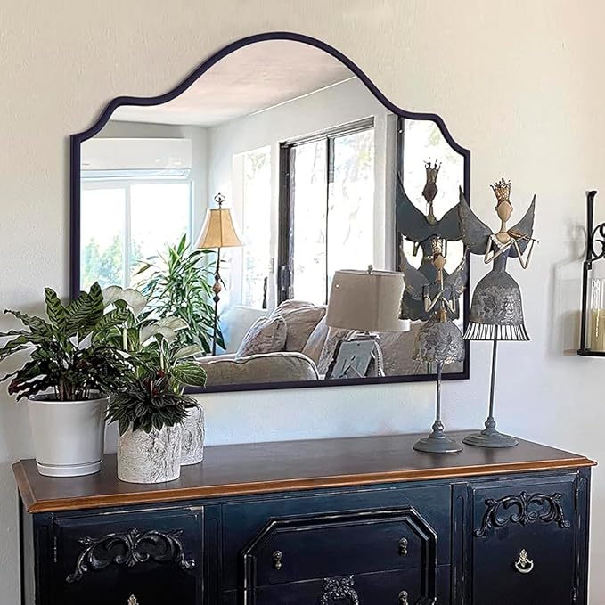 Chende Black Wall Mirror, Antique Arched Mirror - Image 8
