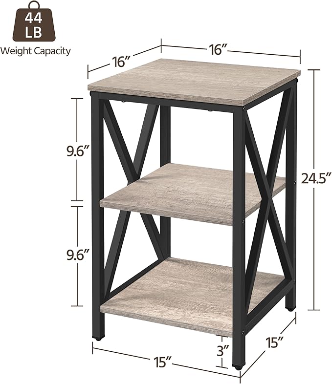 Yaheetech Industrial End Tables Set of 2, 3-Tier Side Tables - Image 3