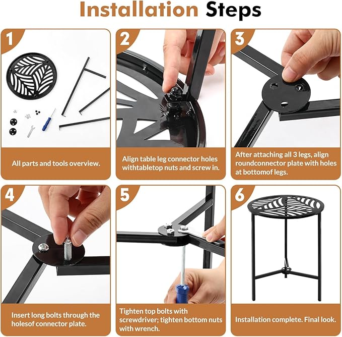 2 Packs 13" Metal Outdoor Side Tables Small Black Outside End Table - Image 5