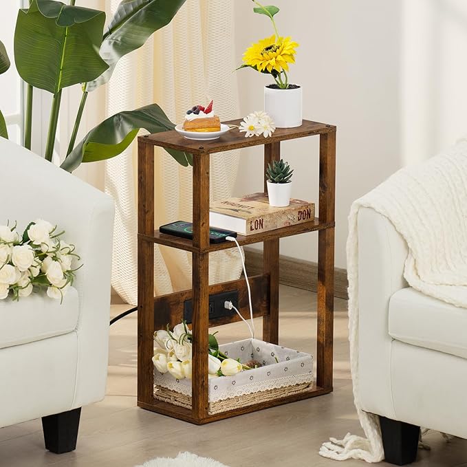 3-Tier Small Narrow Wood Side Table - Image 2