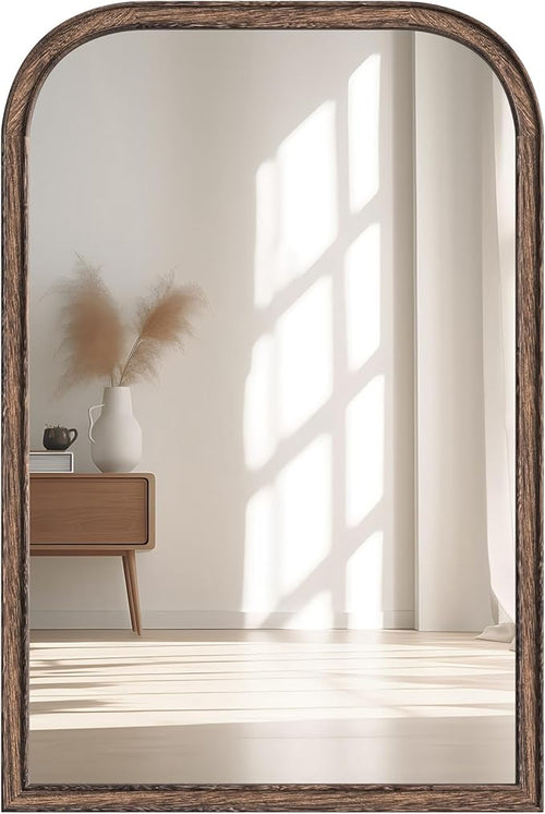 20"x30" Solid Wood Bathroom Mirror Arch Tempered Glass by Acovy