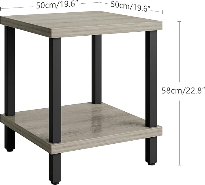 Large End Table Square Side Table Modern Sofa Table 20 Inch Industrial Coffee - Image 3