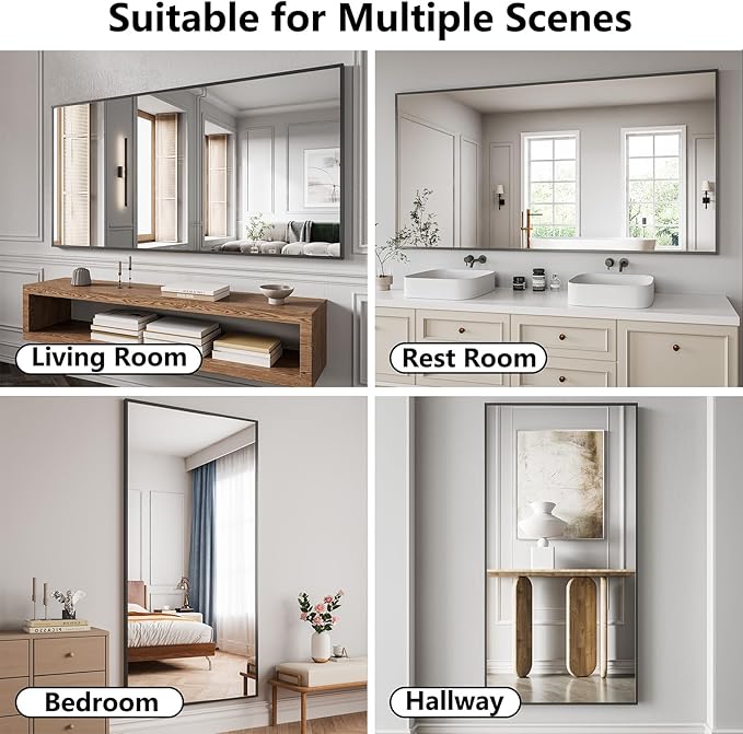 Bathroom Mirror 36x71 Black Bathroom Wall-Mounted Mirrors, Modern Vanity Mirror - Image 4