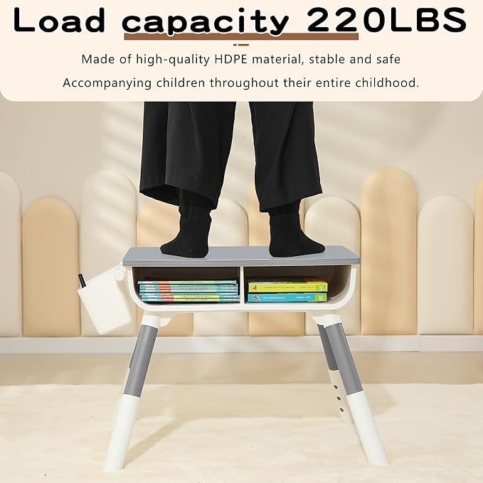 Kids Study Desk and Chair Set Height Adjustable Graffiti Desktop Storage Drawer - Image 6