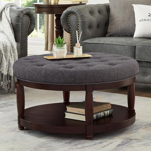 24KF Upholstered Round Coffee Table by WEMARTHOMEDECOR