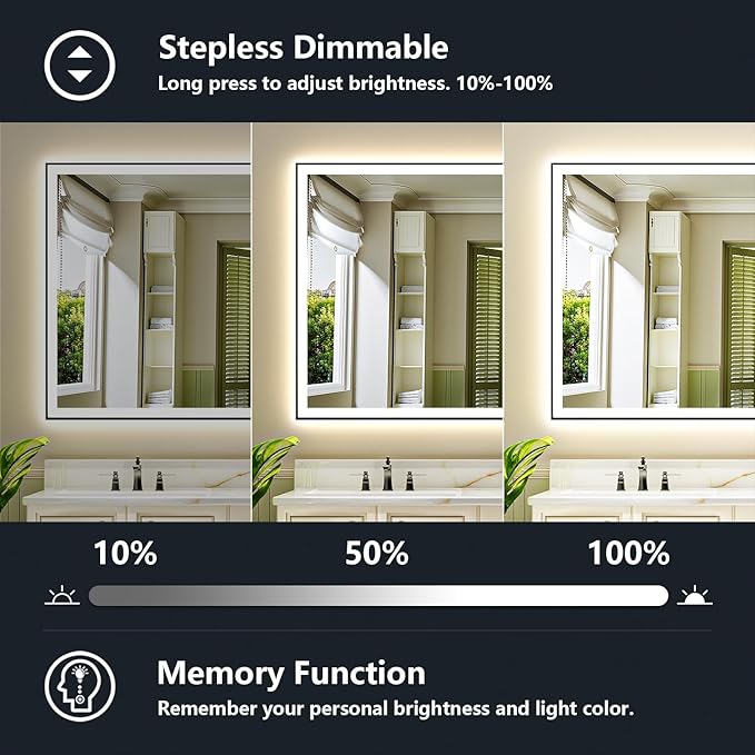 72x40 Inch LED Bathroom Mirror - Image 4