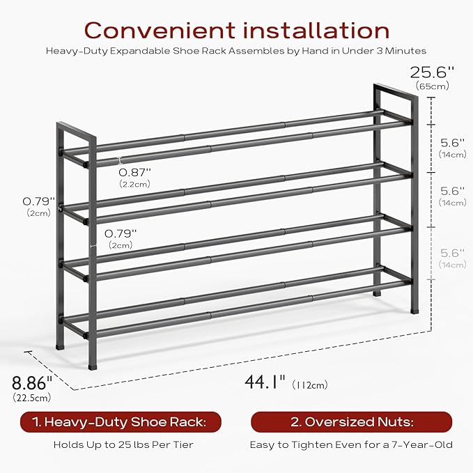Bumusty 4-Tier Long Expandable Shoe Rack - Image 3