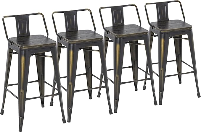 Yongchuang 26 inch Metal Bar Stools Set of 4 Counter Bar Stools Distressed Gold by YongchuangInternational