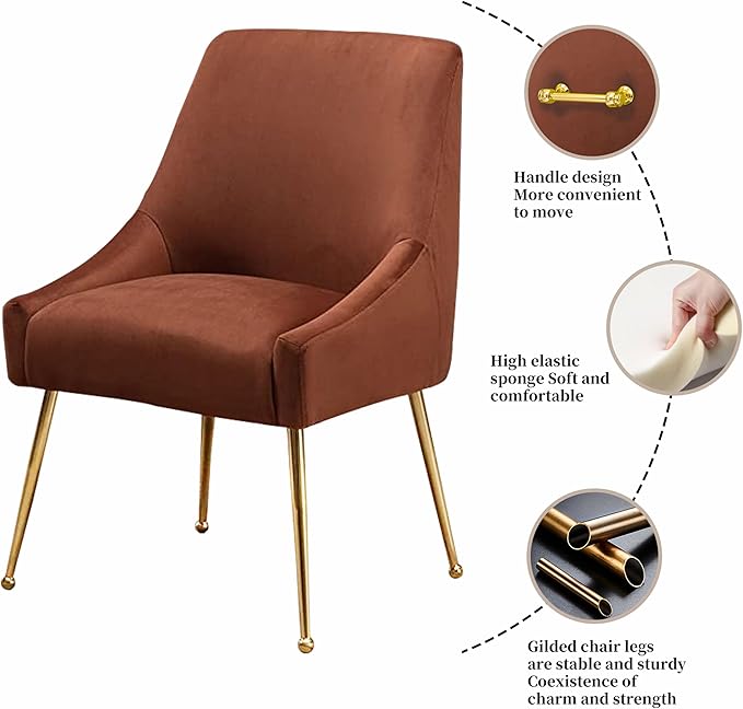 Modern Velvet Dining Chairs Set of 6, Contemporary Upholstered Furniture - Image 6