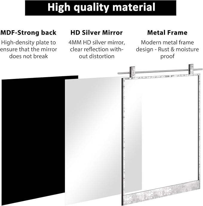 16x24 Inch Rectangle Bathroom Vanity Mirror - Image 4