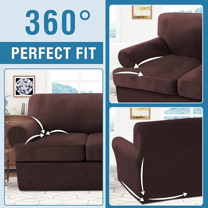 H.VERSAILTEX Sofa Cover 4 Piece T Cushion Sofa Slipcovers Thick Velvet Couch - Image 8