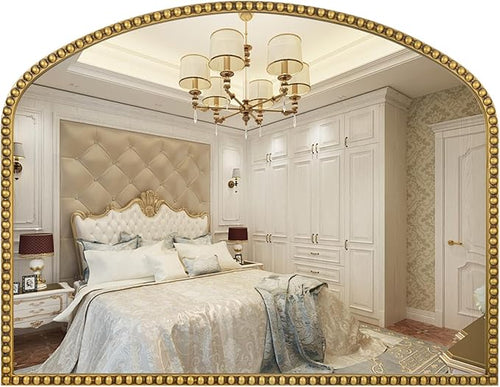 28"x36" Large Arch Wall Mirror, Decorative Beaded Frame Hanging Vanity Mirror by Fobule
