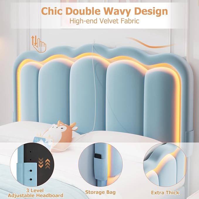 Queen Upholstered LED Bed Frame - Image 6