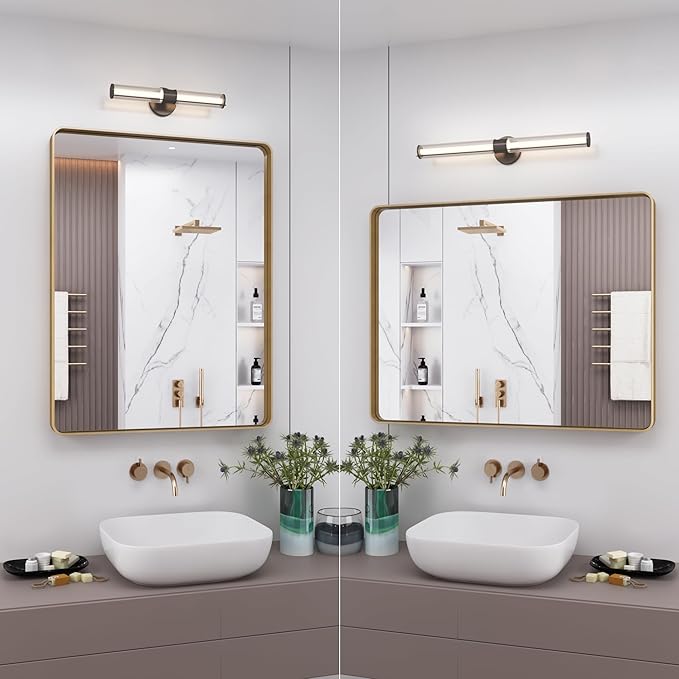 24x32 Gold Bathroom Mirror, Rounded Rectangle Gold Frame Mirror, Brushed Gold - Image 5