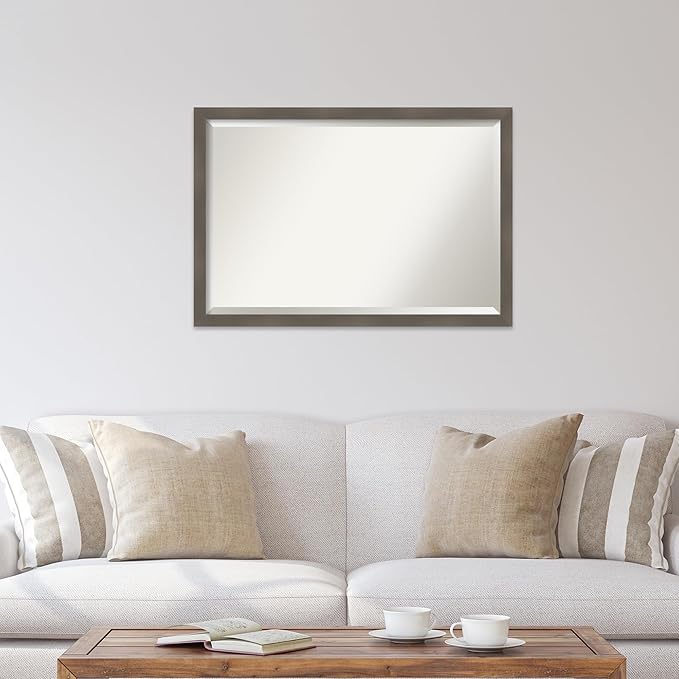 Amanti Art Grey Wall Mirror 27x39 Edwin Clay Grey Rectangle Bathroom Mirror - Image 5