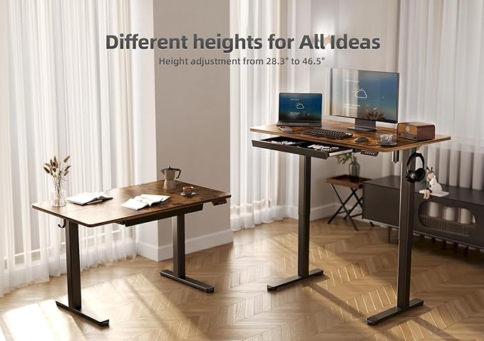 YDN Standing Desk with Drawers, Electric Adjustable Height 55 x 24 Inch Stand - Image 6