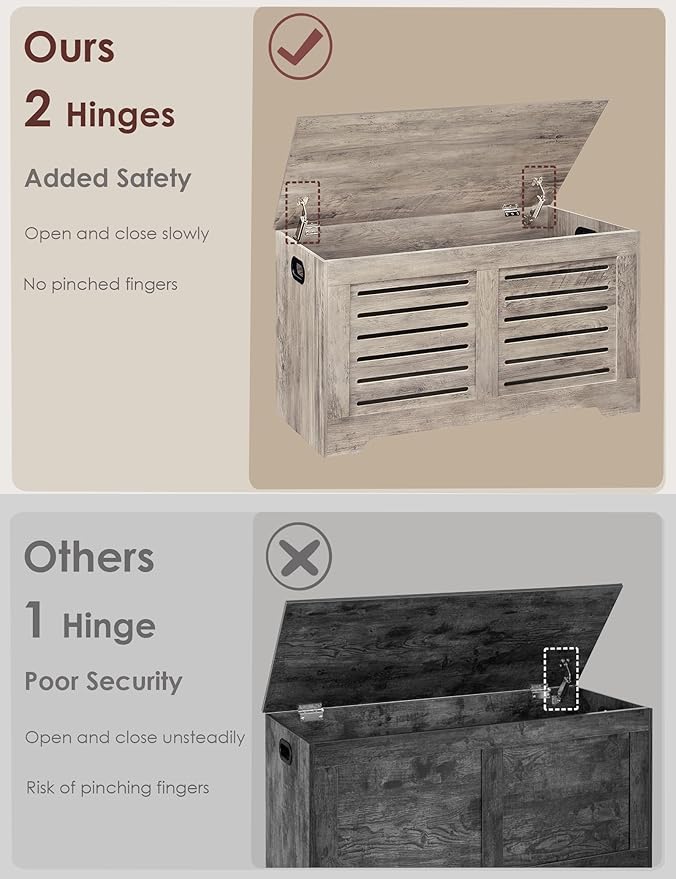 DINZI LVJ Storage Chest, Flip-Top Wooden Toy Box - Image 3
