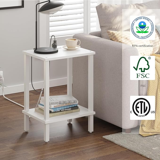 TUTOTAK End Table with Charging Station, Small Side Table with Outlets - Image 8
