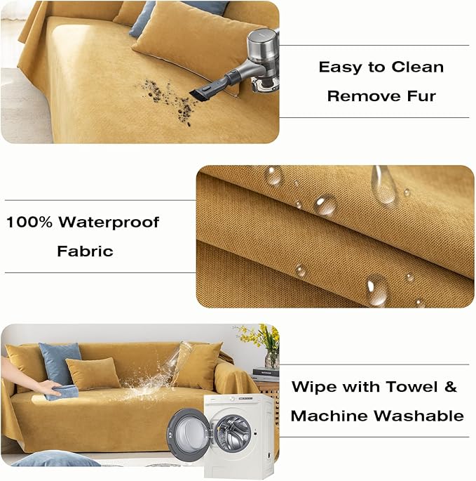 STACYPIK Waterproof Yellow Sofa Cover - Image 7