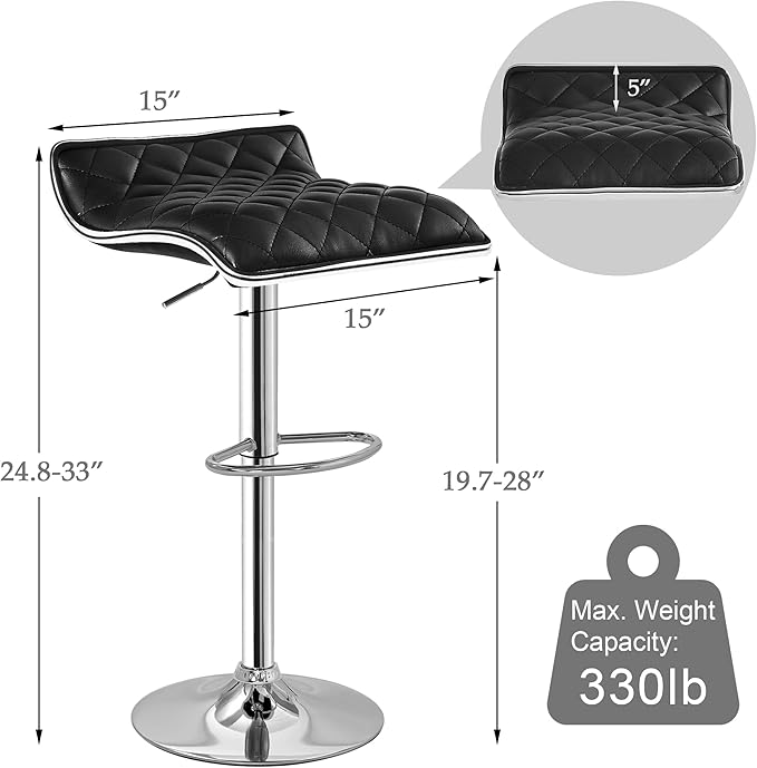 VECELO Adjustable Bar Stools Set of 2, Bar Height Stools - Image 3