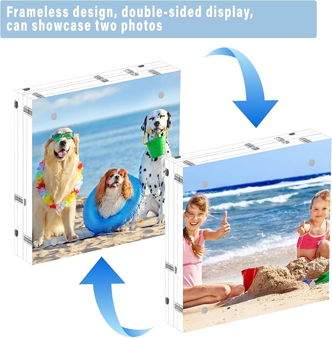 HELPLEX 5 Pack 6x6 Acrylic Picture Frames, 24mm Thicker Square Frameless Clear - Image 4