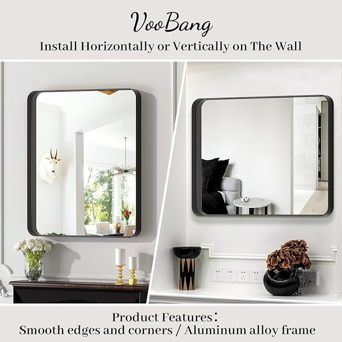 Bathroom Mirror 24x36 inch, Modern Round Corner Bathroom Vanity Mirror - Image 5