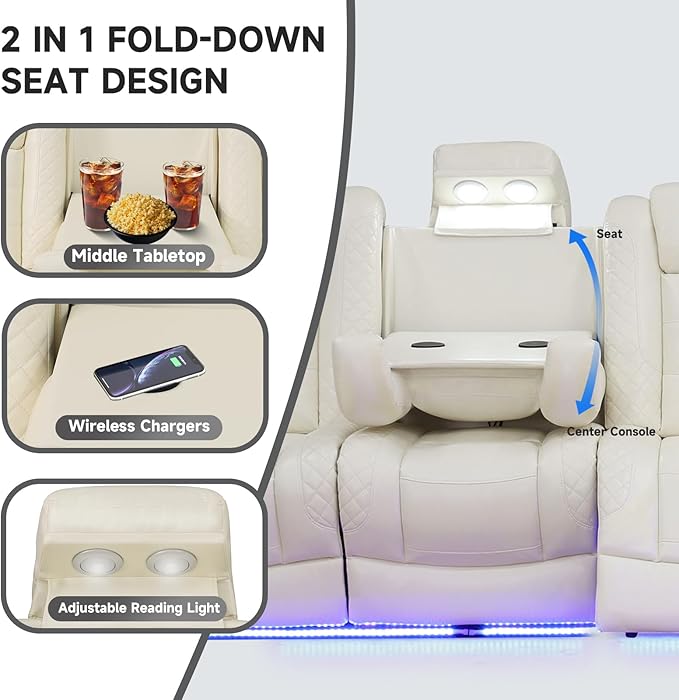 3+2+1 PU Leather Power Sectional Sofa Set, Living Room Furniture, Reclining - Image 5