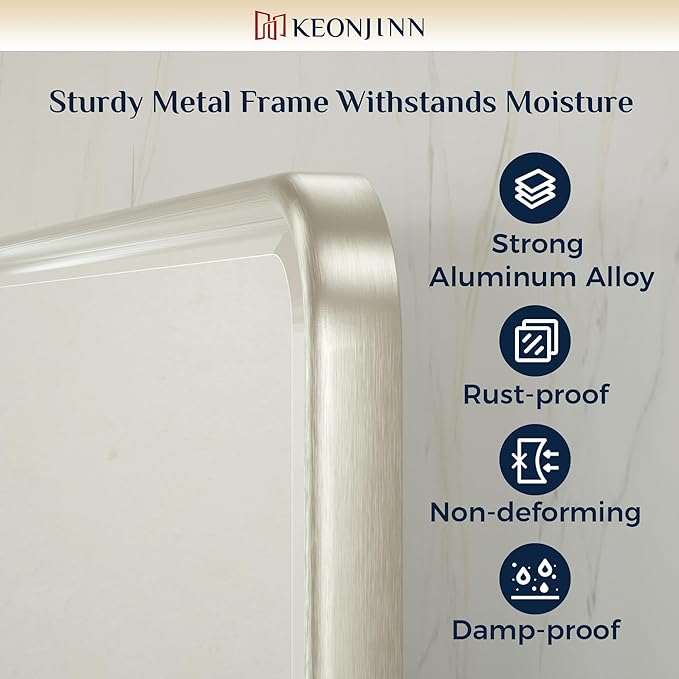 Keonjinn Brushed Nickel Pivot Mirror Bathroom, 20x30 in Tilt Mirror Bathrooms - Image 6