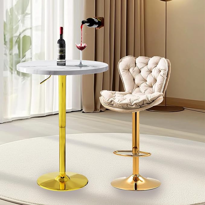 24'' Gold Bar Table Round Cocktail Table 39.1" Height Kitchen Dining Tables - Image 7