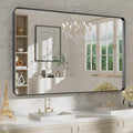 WEER Black Bathroom Mirror, 48X30 Inch Rectangular Matte Black Metal Framed by WEER